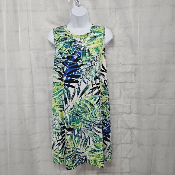 Apt. 9 Dress Green Blue Tropical Sleeveless Mini Beach Island Vacation M - Picture 1 of 12